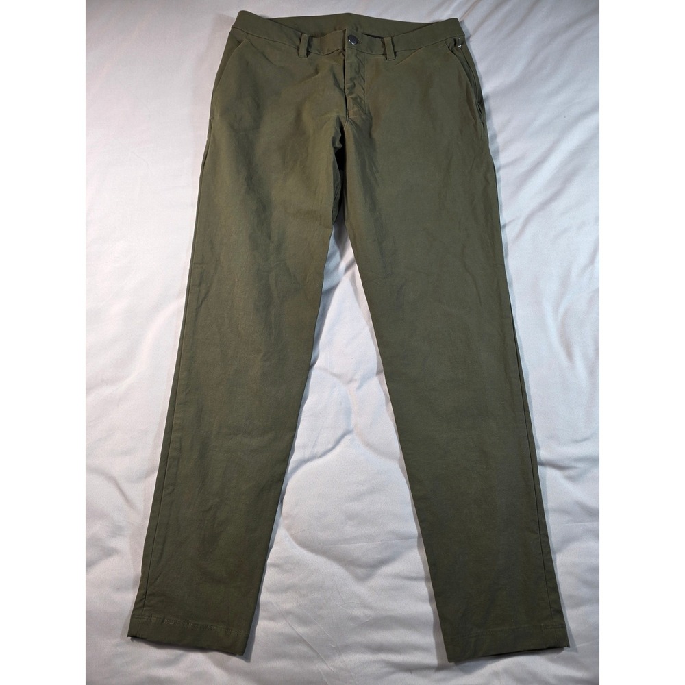 Lululemon ABC Slim-Fit Trouser Men 34 Olive Green Chino LM5AXBS 32" Inseam